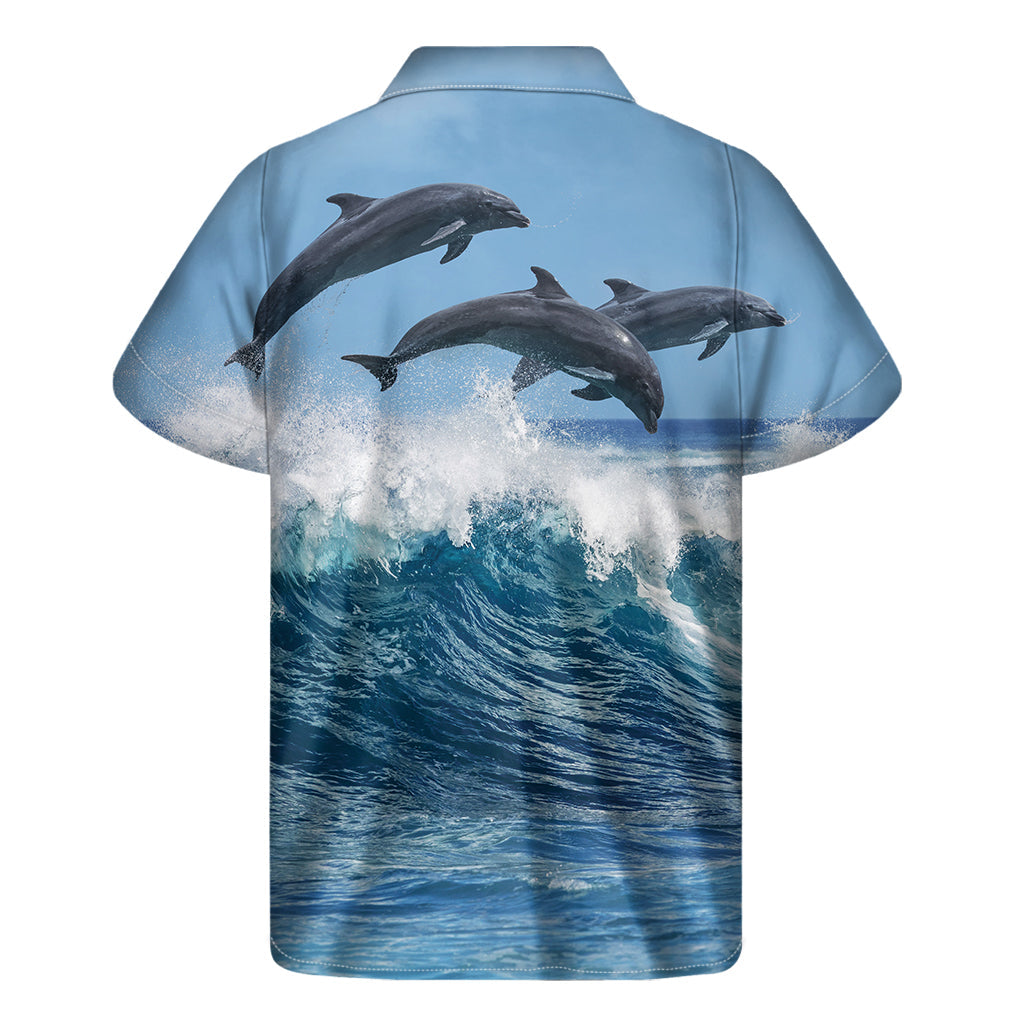 Dolphins Jumping Over Waves Hawaiian Shirt - 2