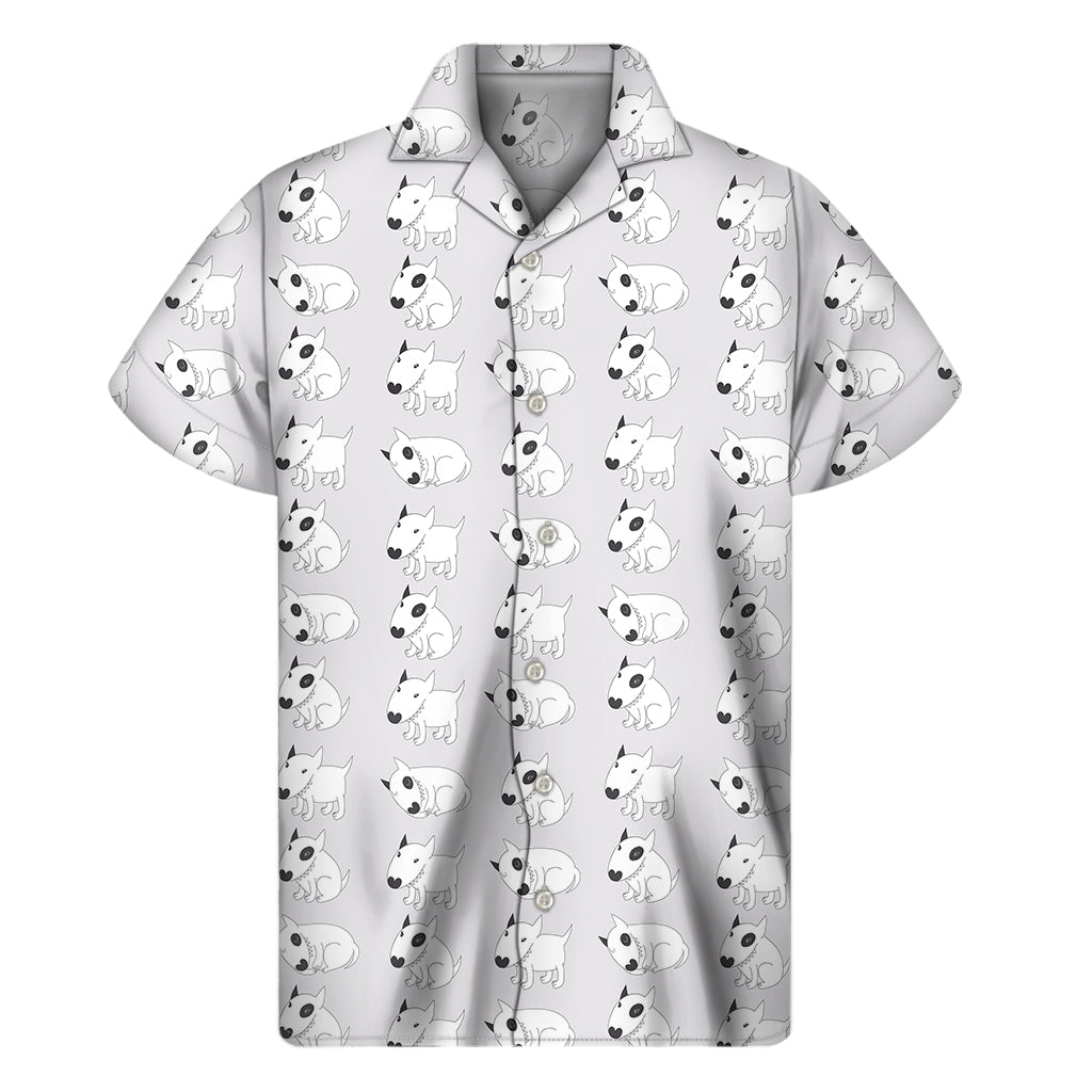 Doodle Bull Terrier Hawaiian Print Short Sleeve Shirt - 1