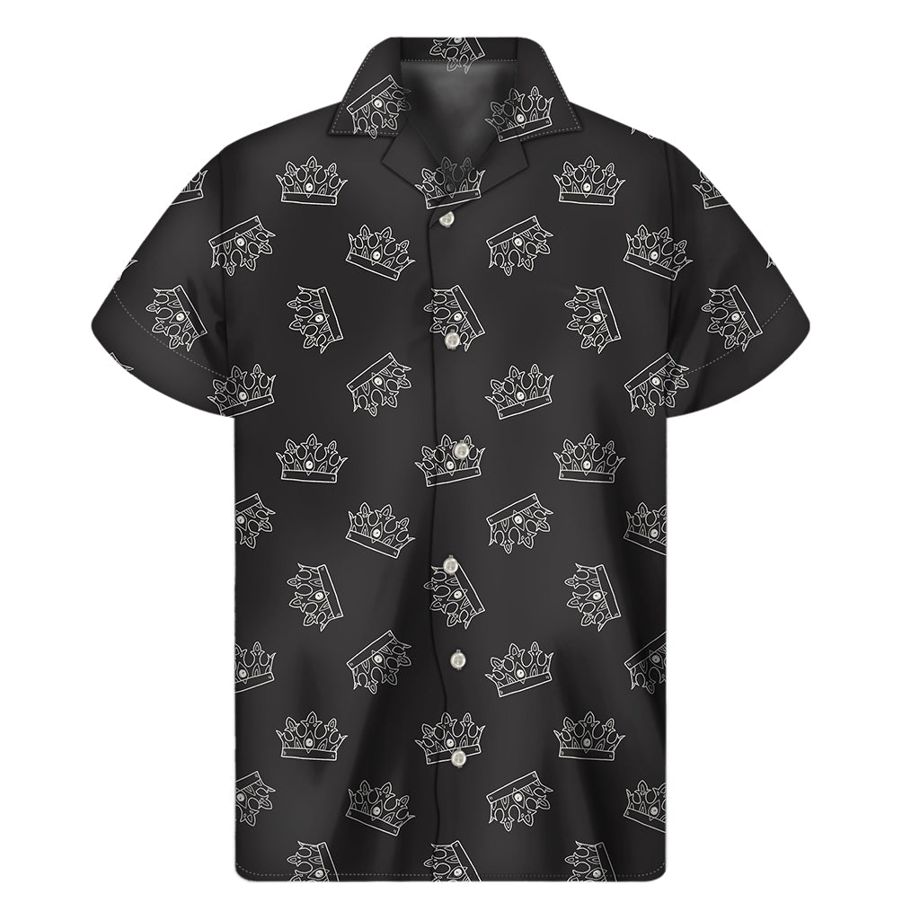 Doodle Crown Hawaiian Print Short Sleeve Shirt - 1