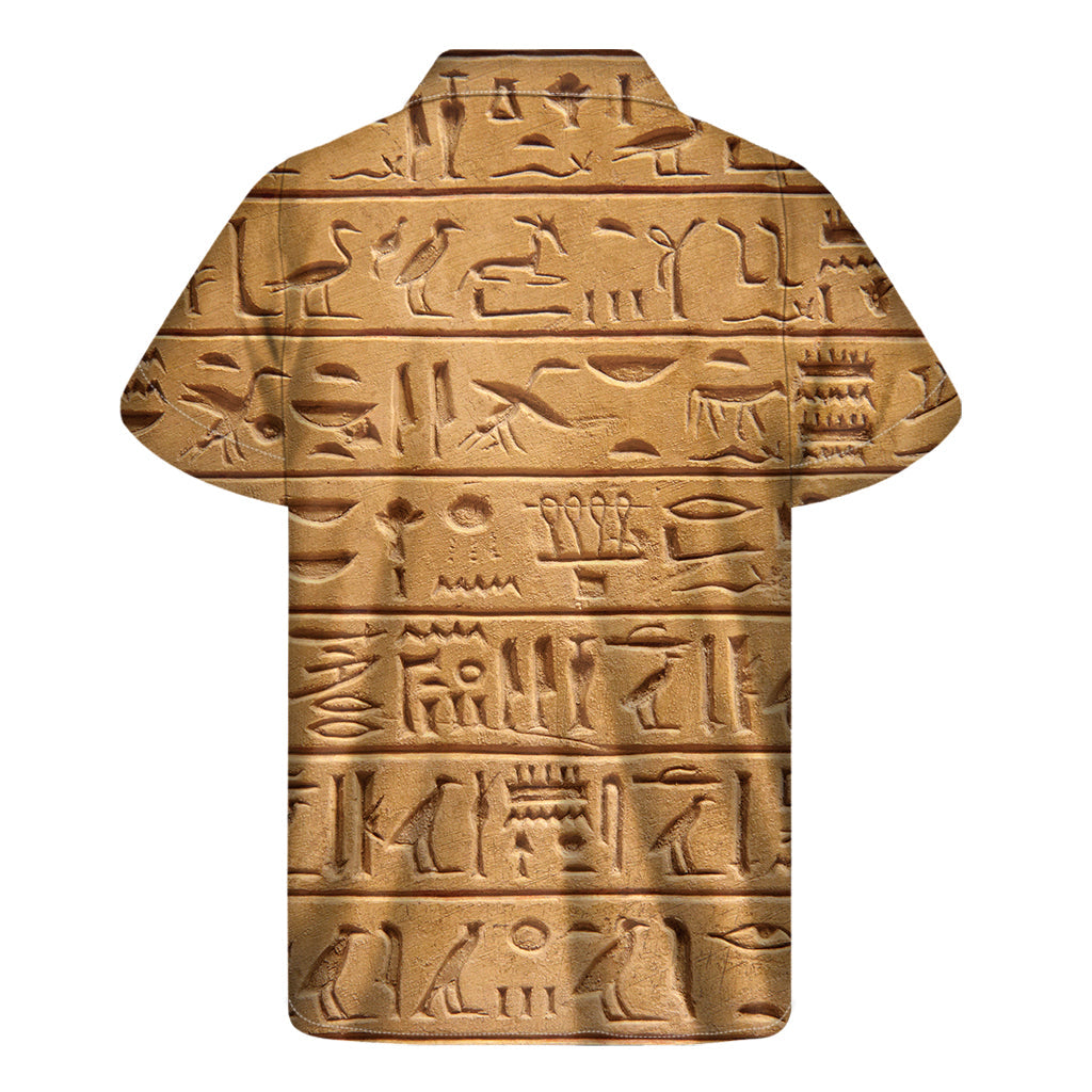 Island Dreams: Egyptian Hieroglyphs Print Hawaiian Short Sleeve Shirt - 2