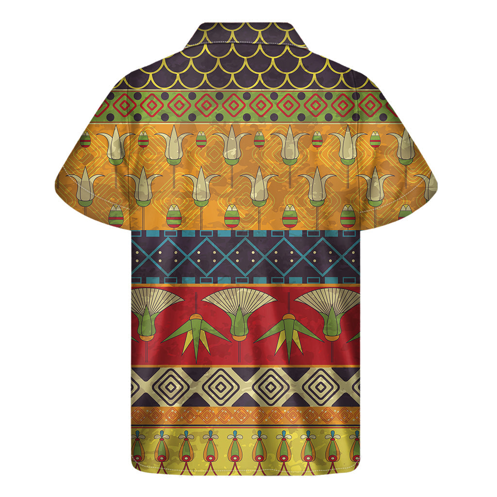 Tropical Vibes: Hawaiian Short Sleeve Shirt Touched by Egyptian Tribal Influence - 2
