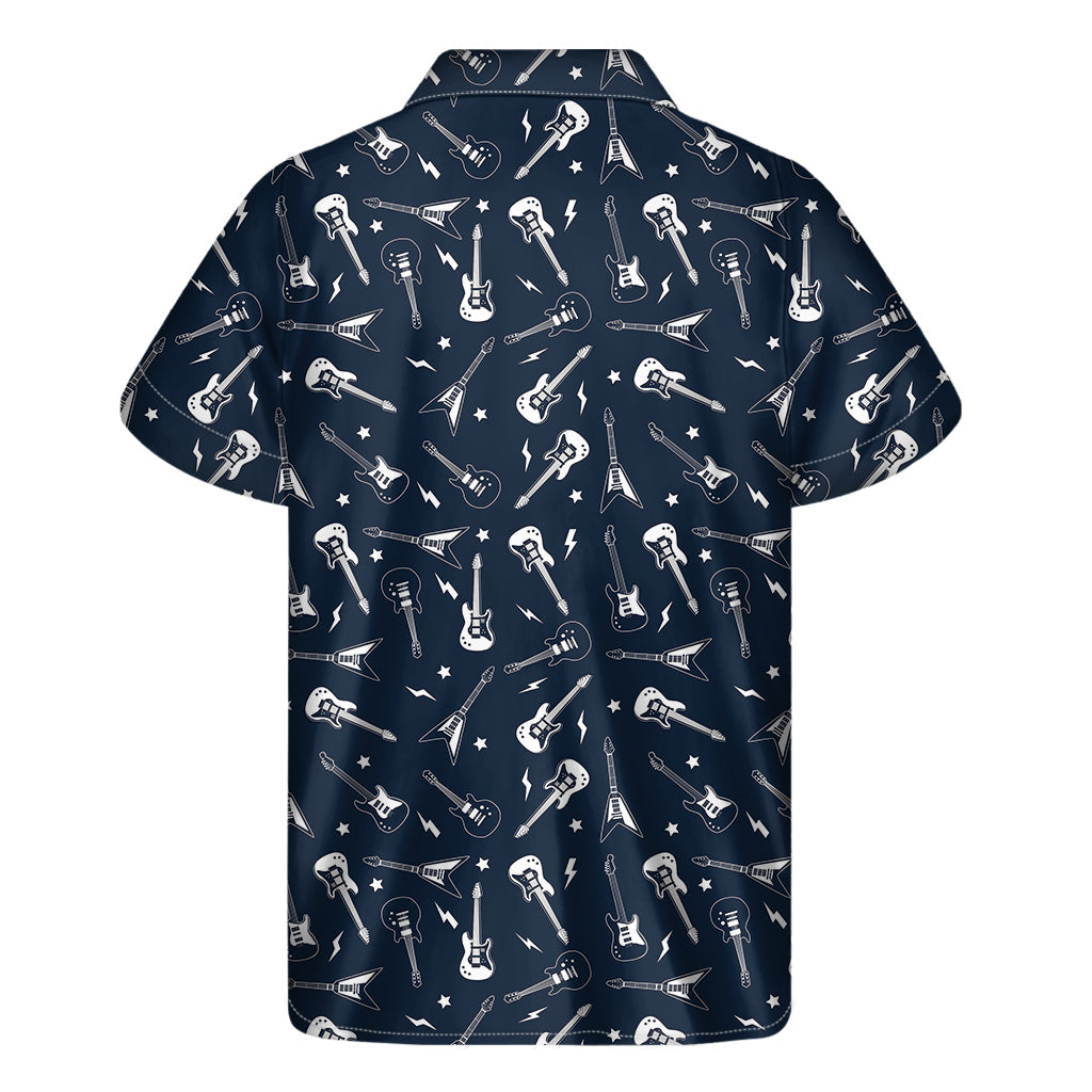 Hawaiian Vibes: Electric Guitar Pattern Short Sleeve Shirt - 2