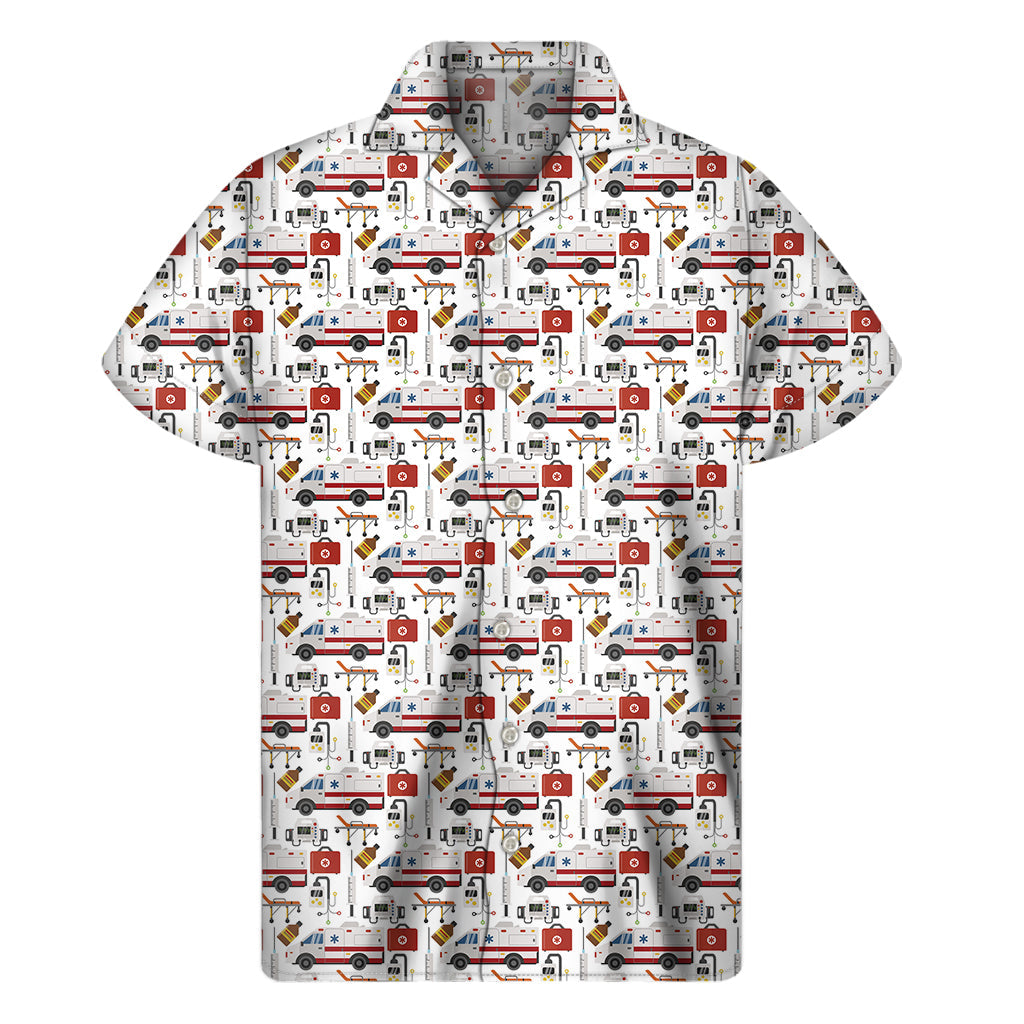 Hawaiian Style EMS Paramedic Pattern Print Men's Short Sleeve Shirt - 1