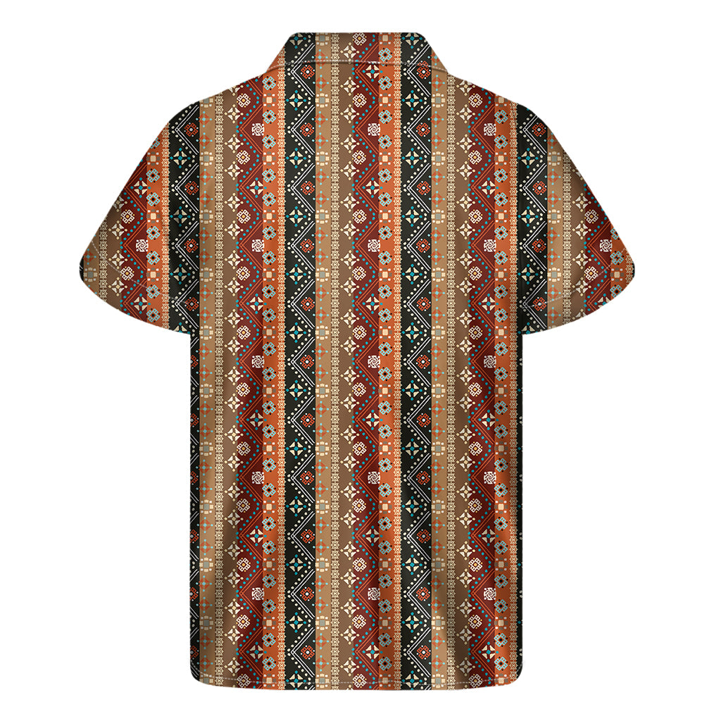 Hawaiian Vibes: Men's Ethnic Boho Tribal Pattern Short Sleeve Shirt - 2