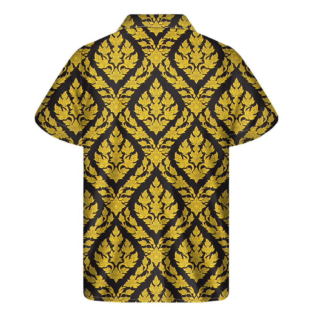 Hawaiian Breeze: Men's Short Sleeve Shirt with Ethnic Thai Pattern Print - 2