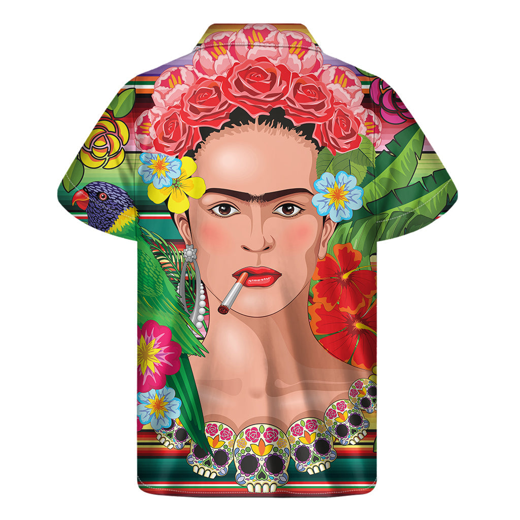 Hawaiian Serape Print Short Sleeve Shirt for Men Inspired by Frida Kahlo - 2