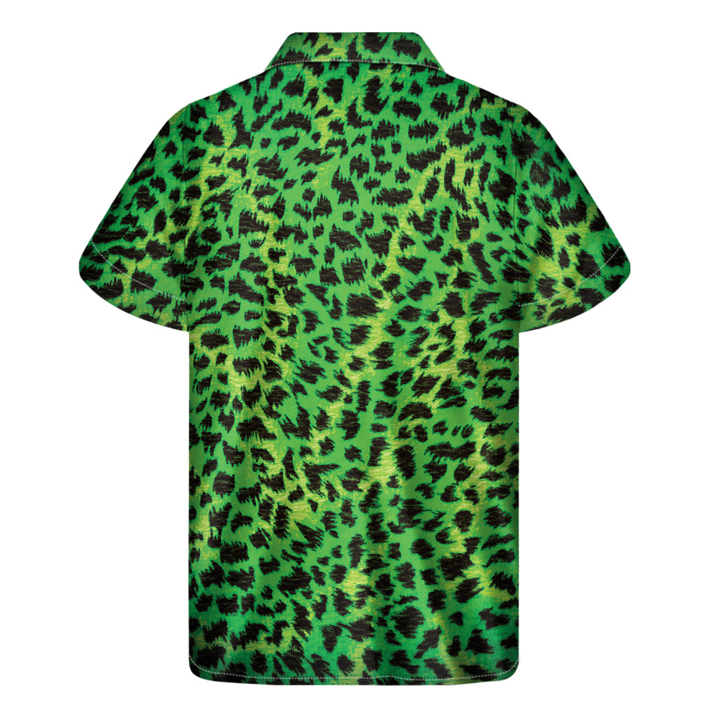 Wild and Stylish: Green and Black Hawaiian Print Men's Short Sleeve Shirt - 2