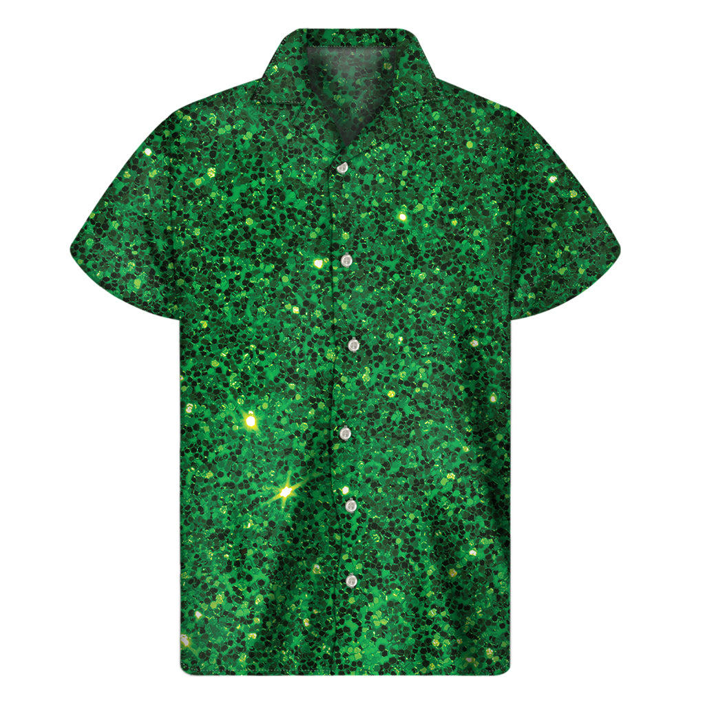 Green Glitter Hawaiian Short Sleeve Shirt - 1