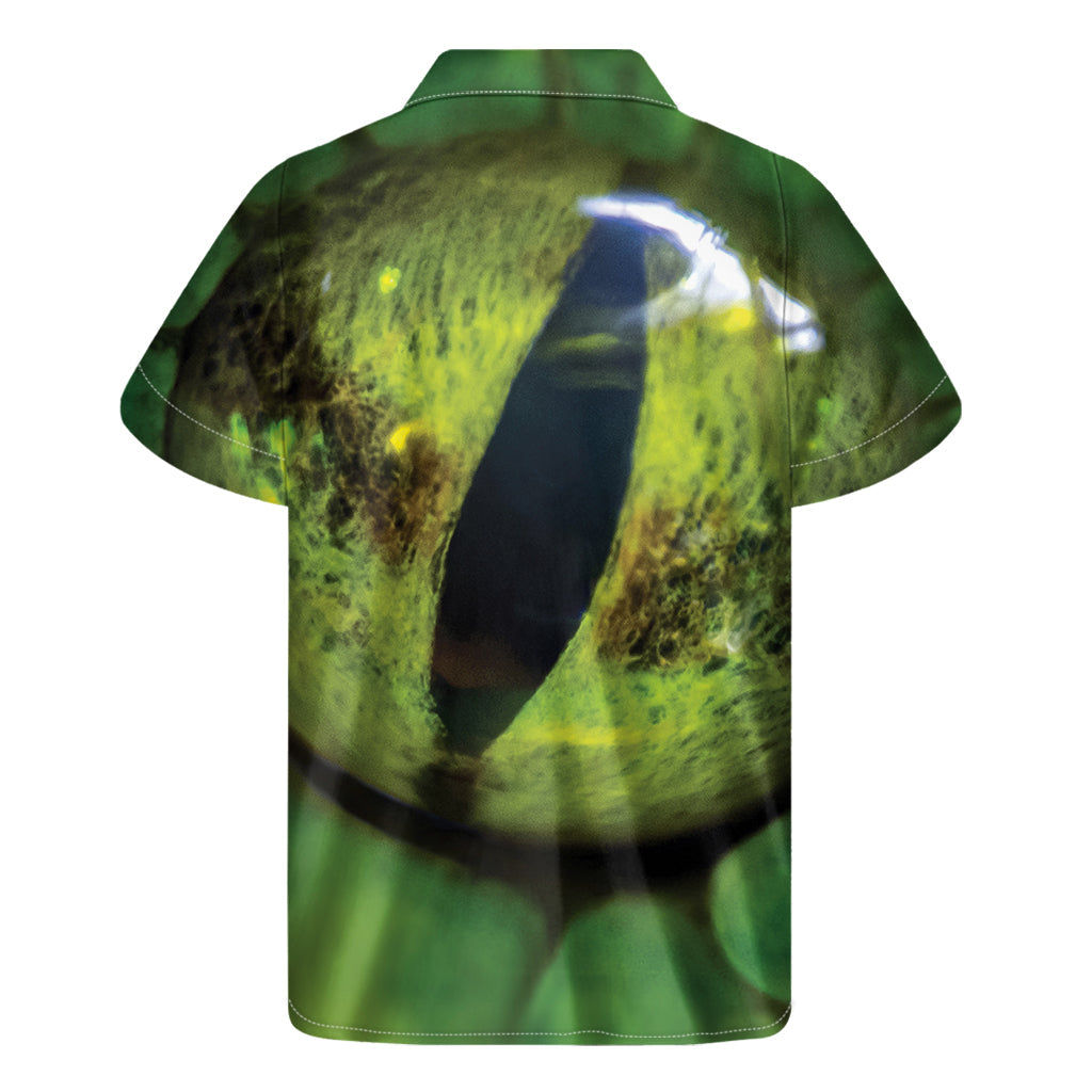 Green Snake Eye Print Hawaiian Short Sleeve Shirt - 2
