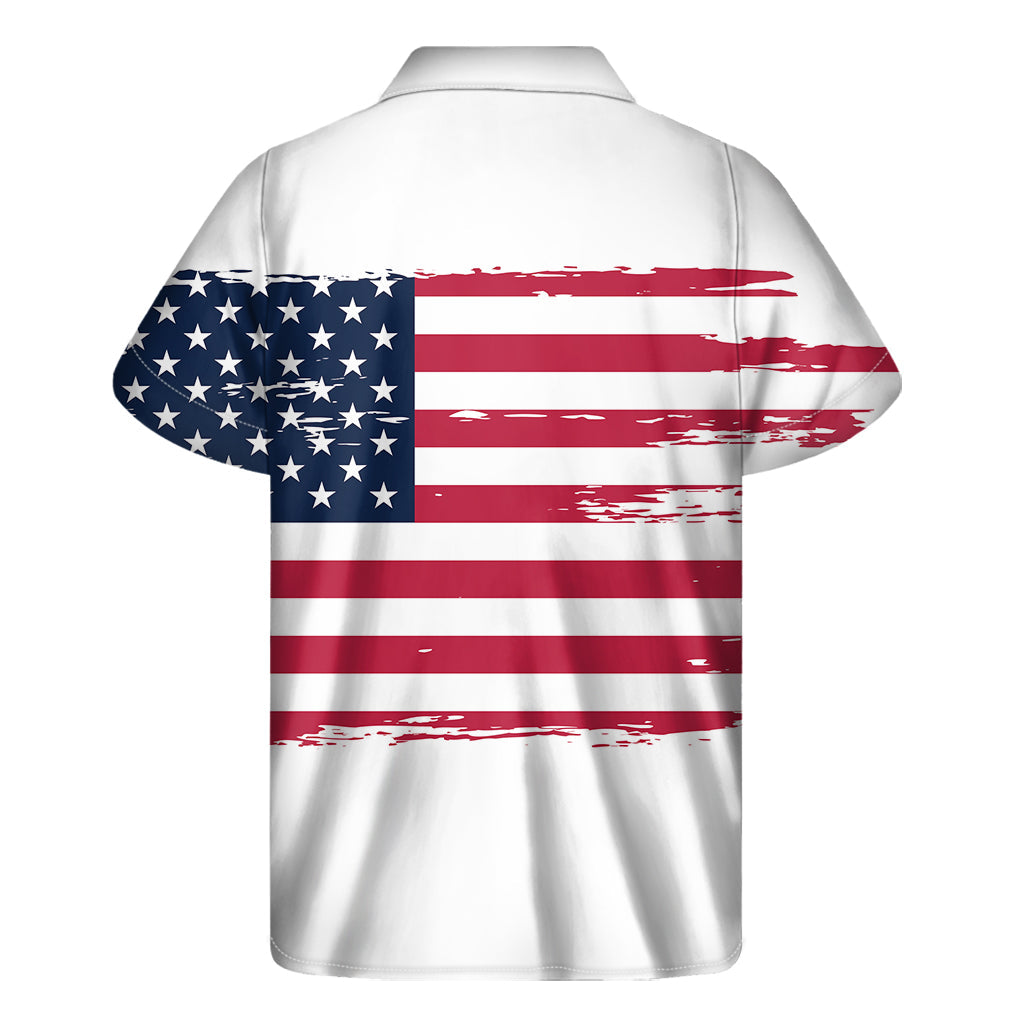 Hawaiian Aloha Shirt with Grunge USA Flag Print - 2