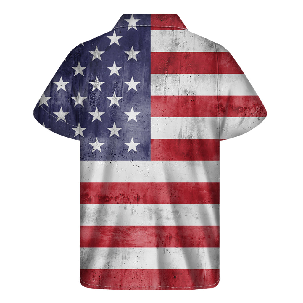 Tropical Vibes: Hawaiian Style USA Flag Print Short Sleeve Shirt - 2