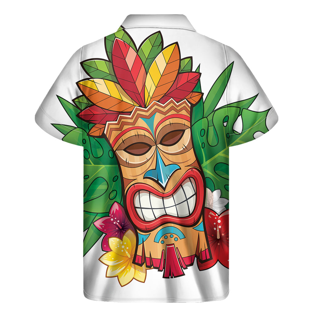 Tropical Vibes: Hawaiian Tiki Print Short Sleeve Shirt for Men - 2