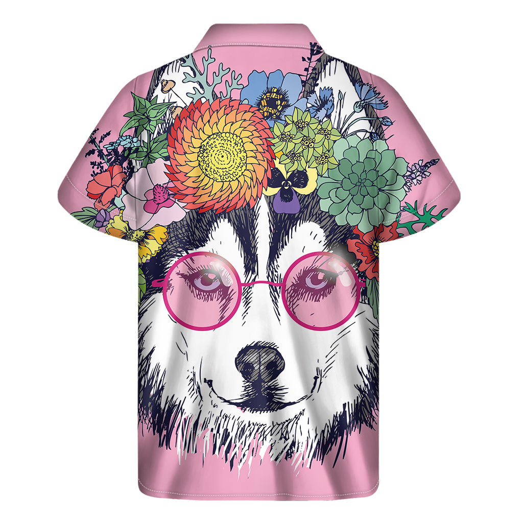 Siberian Husky Hawaiian Style: Men's Short Sleeve Shirt - 2