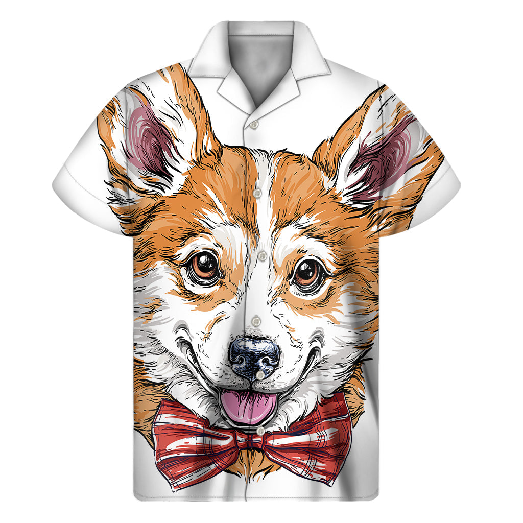 Hawaiian Style Pembroke Welsh Corgi Print Men's Short Sleeve Shirt - 1