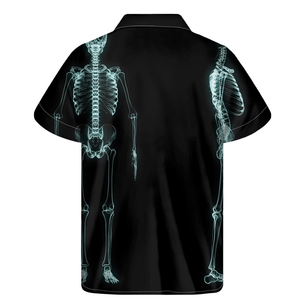 Hawaiian Hues: Tropical Human Skeleton X-Ray Print Short Sleeve Shirt - 2