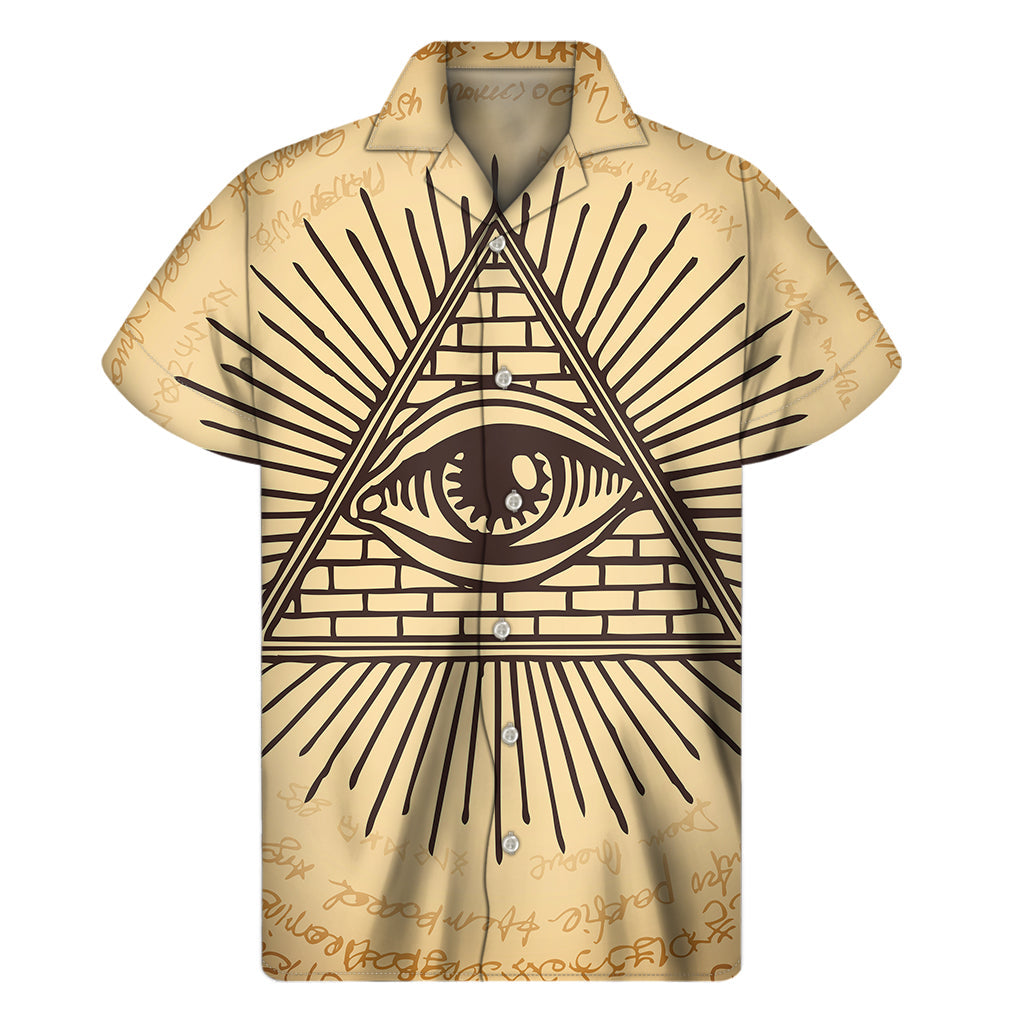 Hawaiian Illuminati Eye Print Short Sleeve Shirt - 1