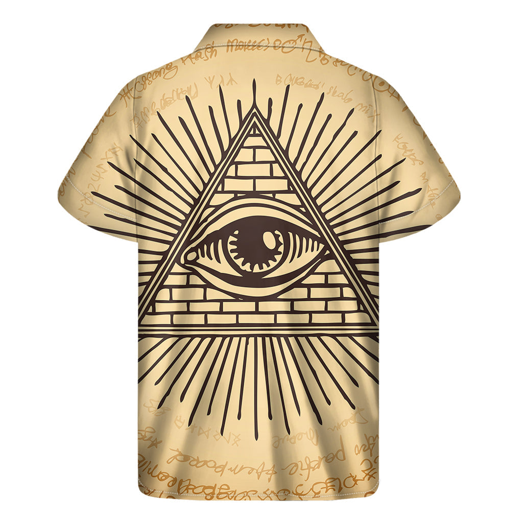 Hawaiian Illuminati Eye Print Short Sleeve Shirt - 2