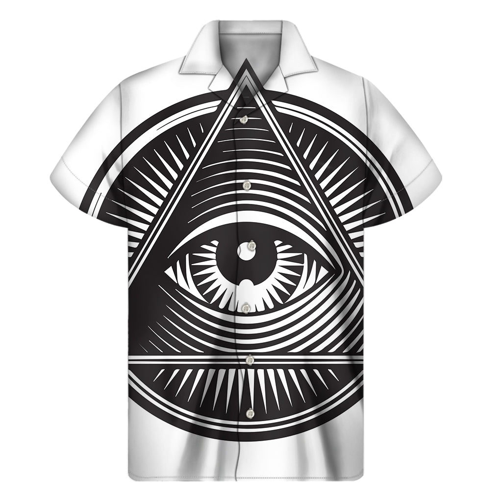 Illuminati Symbol Print Hawaiian Short Sleeve Shirt - 1