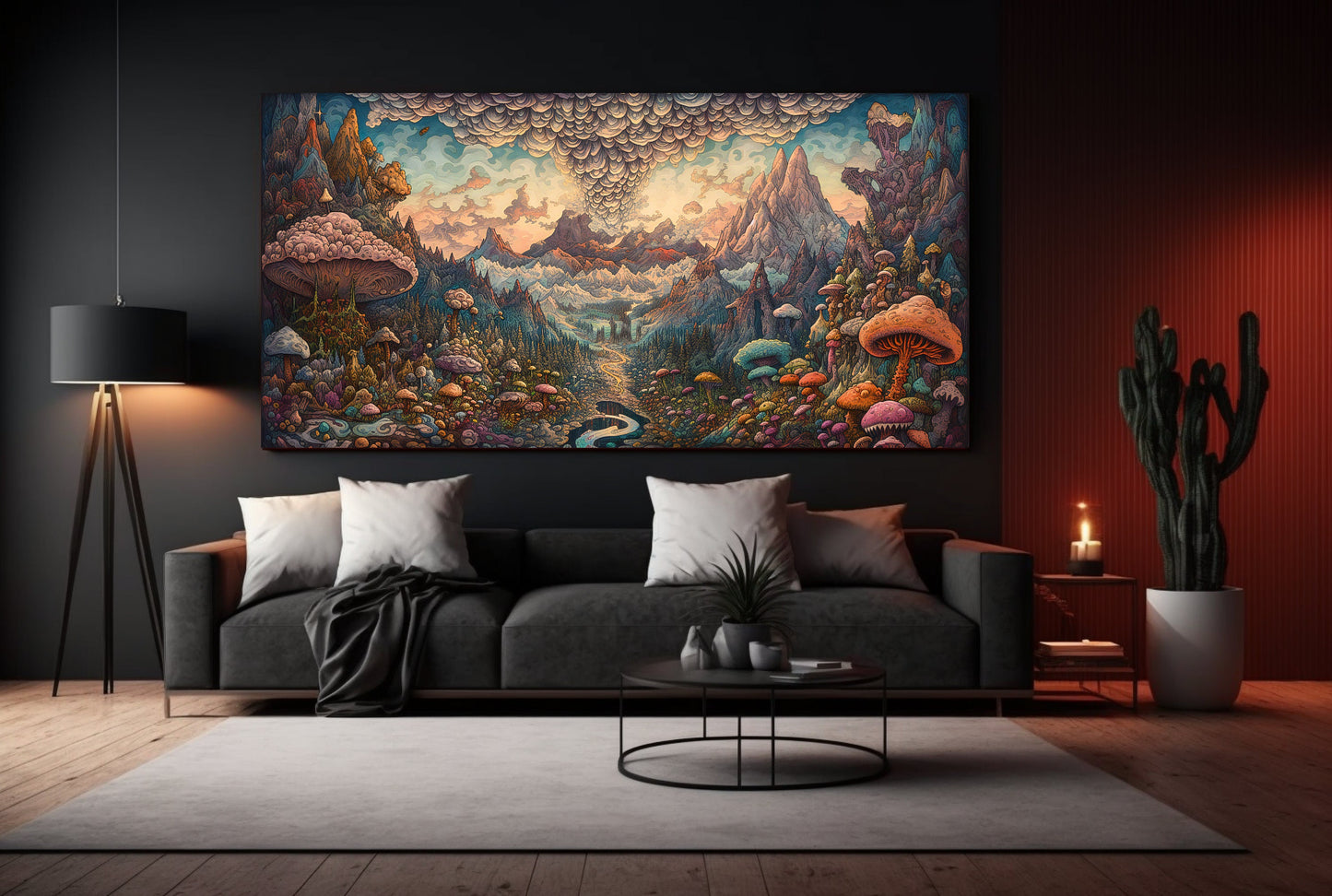 Psychedelic Mushroom Landscape Painting Print