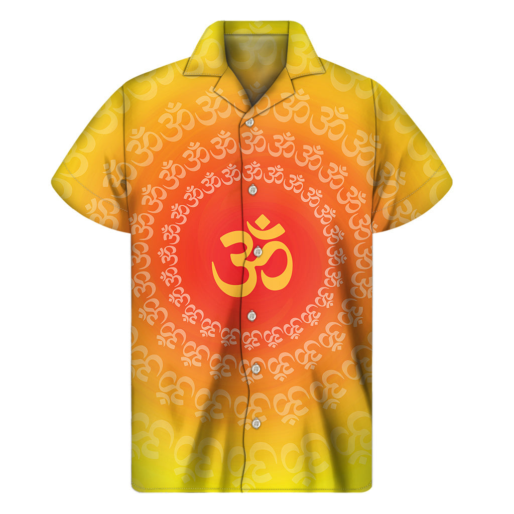 Tropical Vibes: Hawaiian Om Sign Print Short Sleeve Shirt - 1