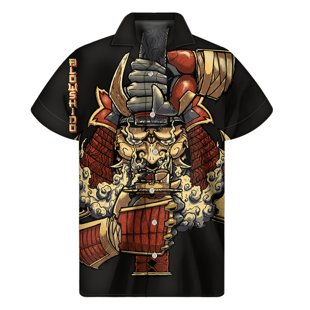 Hawaiian Ghost Samurai Print Short Sleeve Shirt - 1