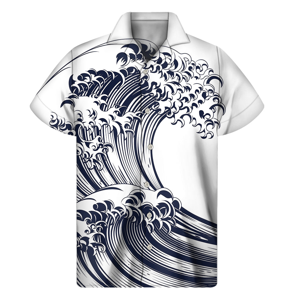 Tropical Waves: Men's Hawaiian Short Sleeve Shirt - 1
