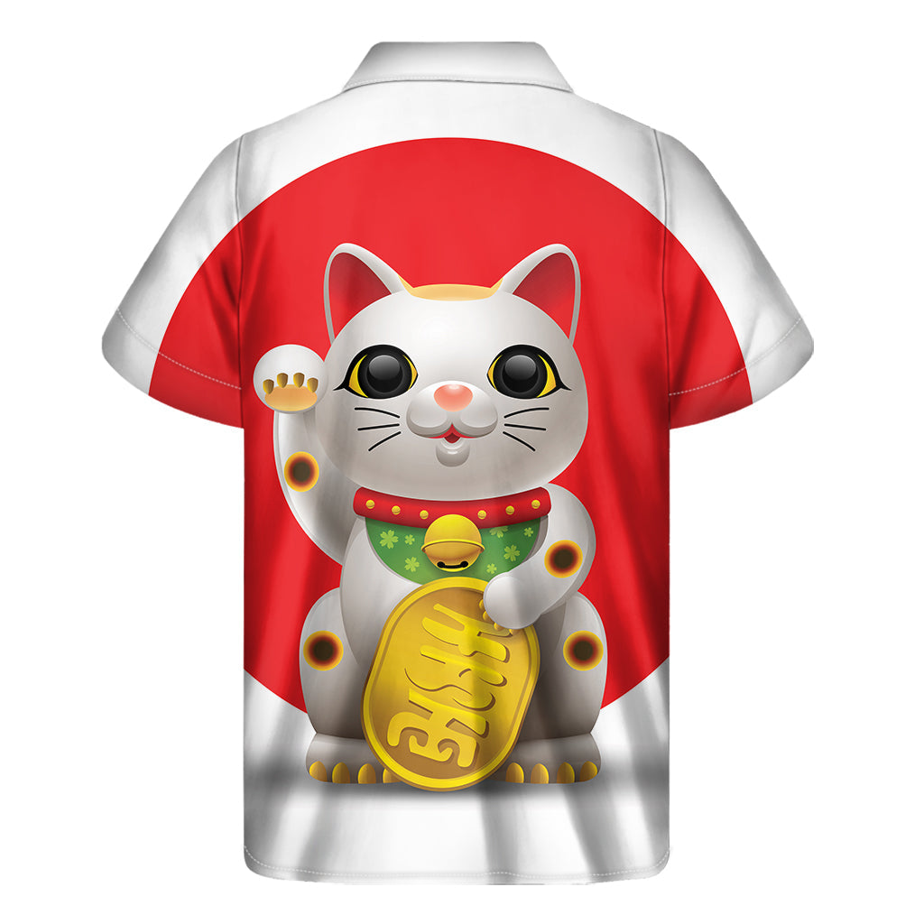 Hawaiian Lucky Cat Maneki Neko Printed Short Sleeve Shirt - 2