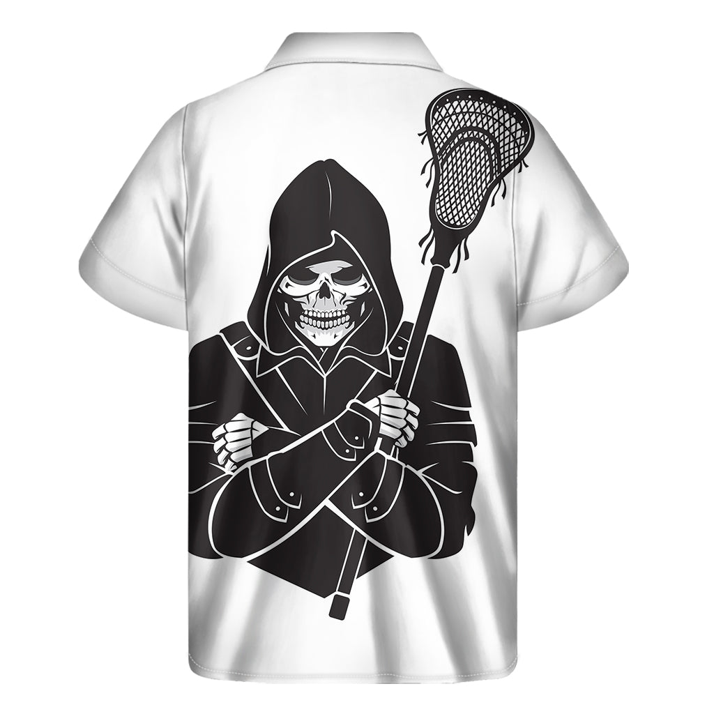 Ultimate Hawaiian Vibes: Lacrosse Skull Print Short Sleeve Shirt - 2