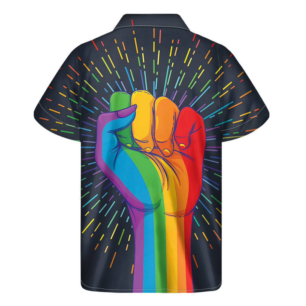Vibrant Rainbow Hawaiian Short Sleeve Shirt for Pride and Aloha - 2