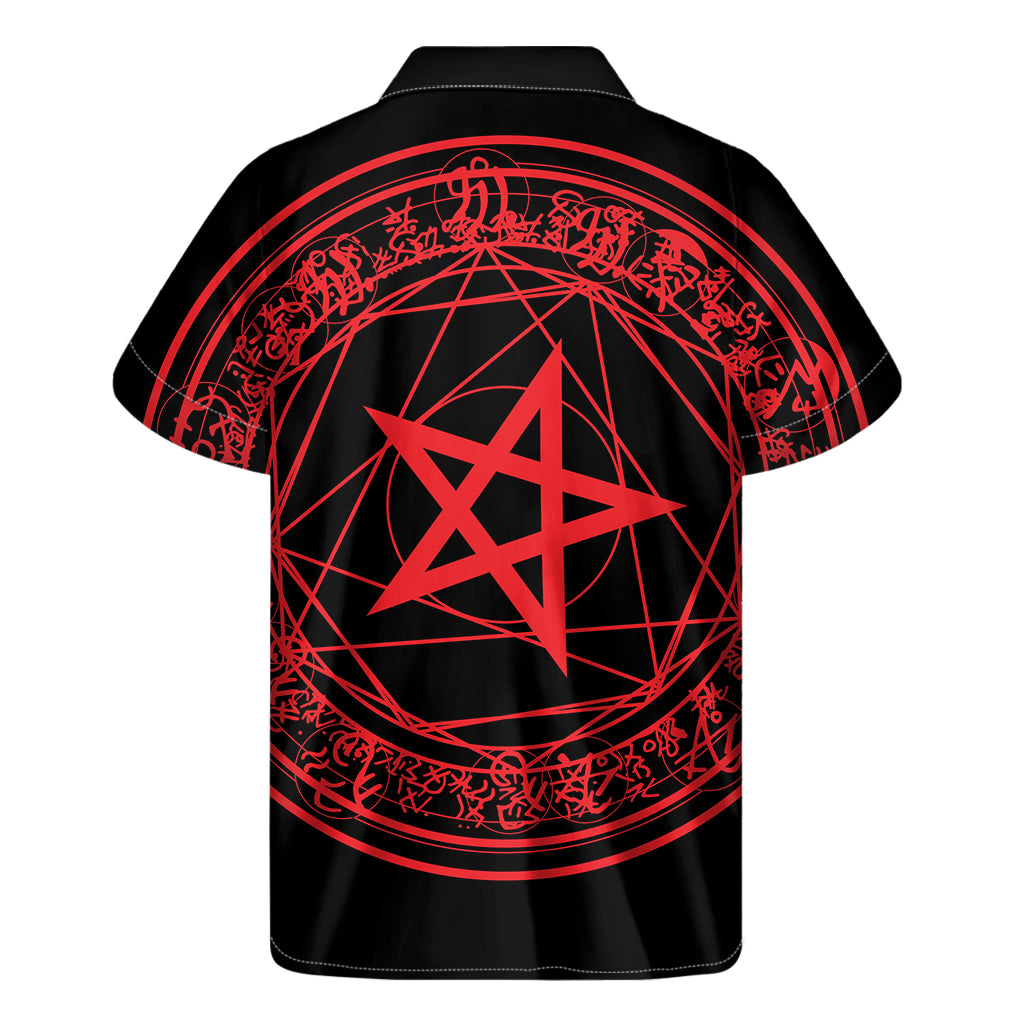 Island Magic: Hawaiian Pentagram Symbol Print Short Sleeve Shirt - 2