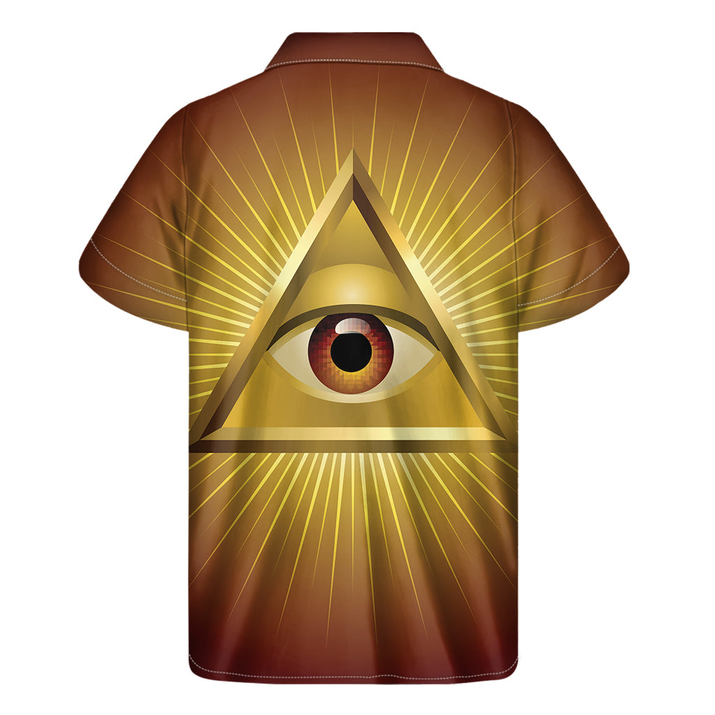 Masonic Eye Sight Print Hawaiian Short Sleeve Shirt - 2