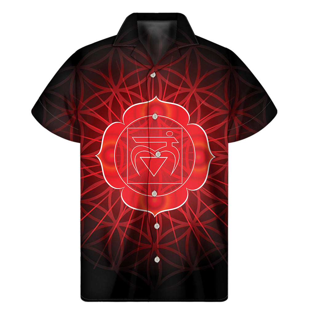 Muladhara Chakra Aloha: Men's Hawaiian Short Sleeve Shirt - 1