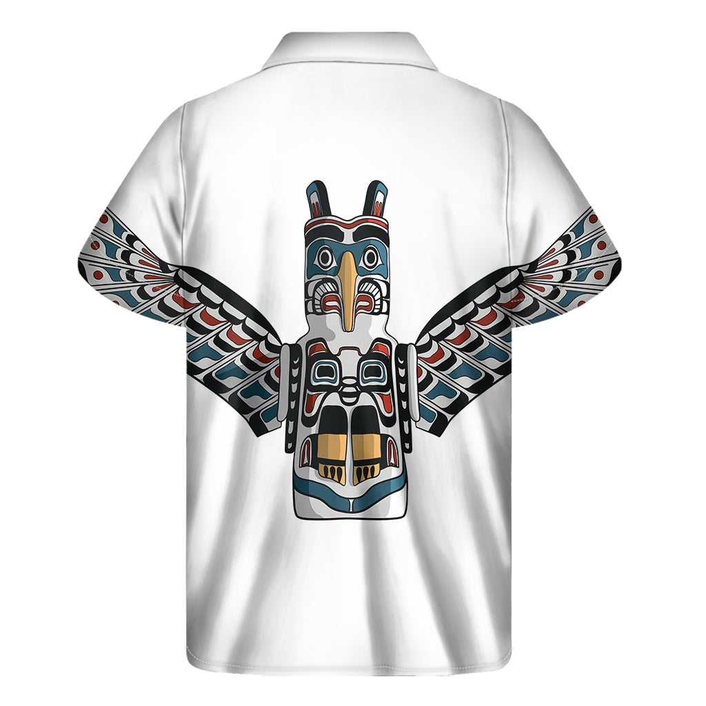 Pacific Paradise: Men's Hawaiian Short Sleeve Shirt with Native American Eagle Totem Print - 2