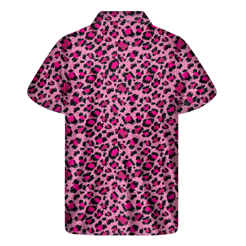 Roaring in Pink: Hawaiian Short Sleeve Shirt in Leopard Print - 2