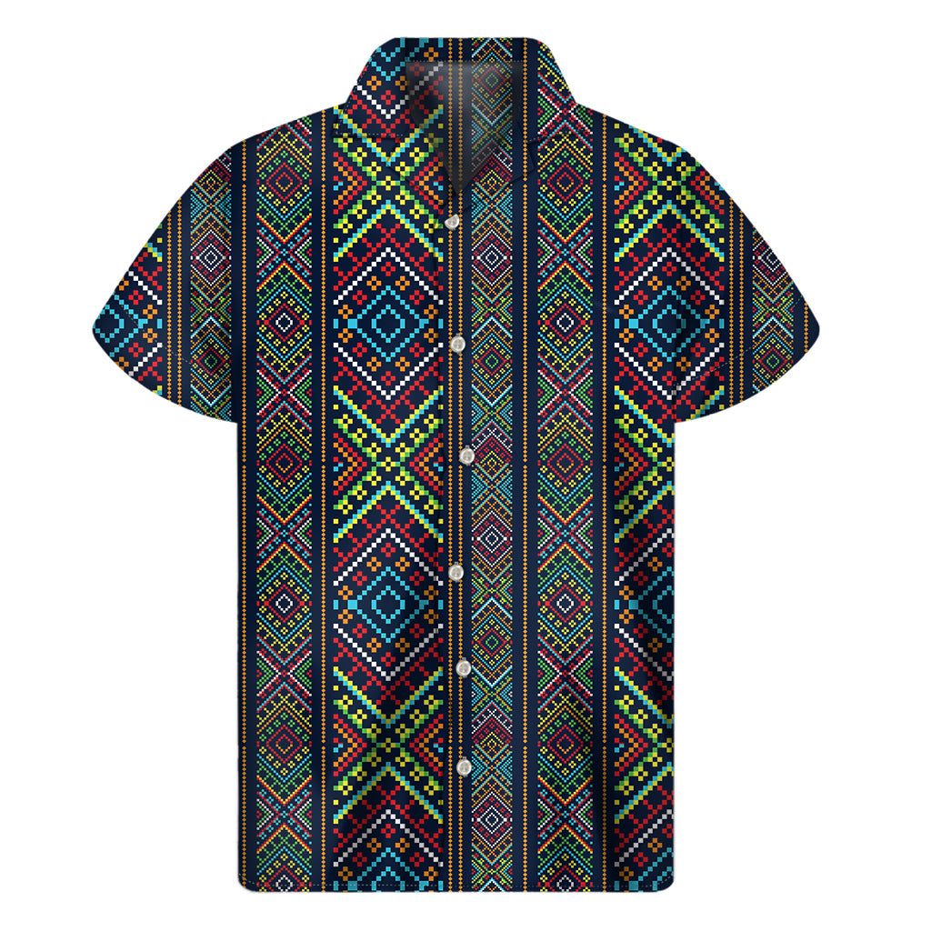 Pixel Hawaiian Vibes: Men's Short Sleeve Hawaiian Shirt - 1