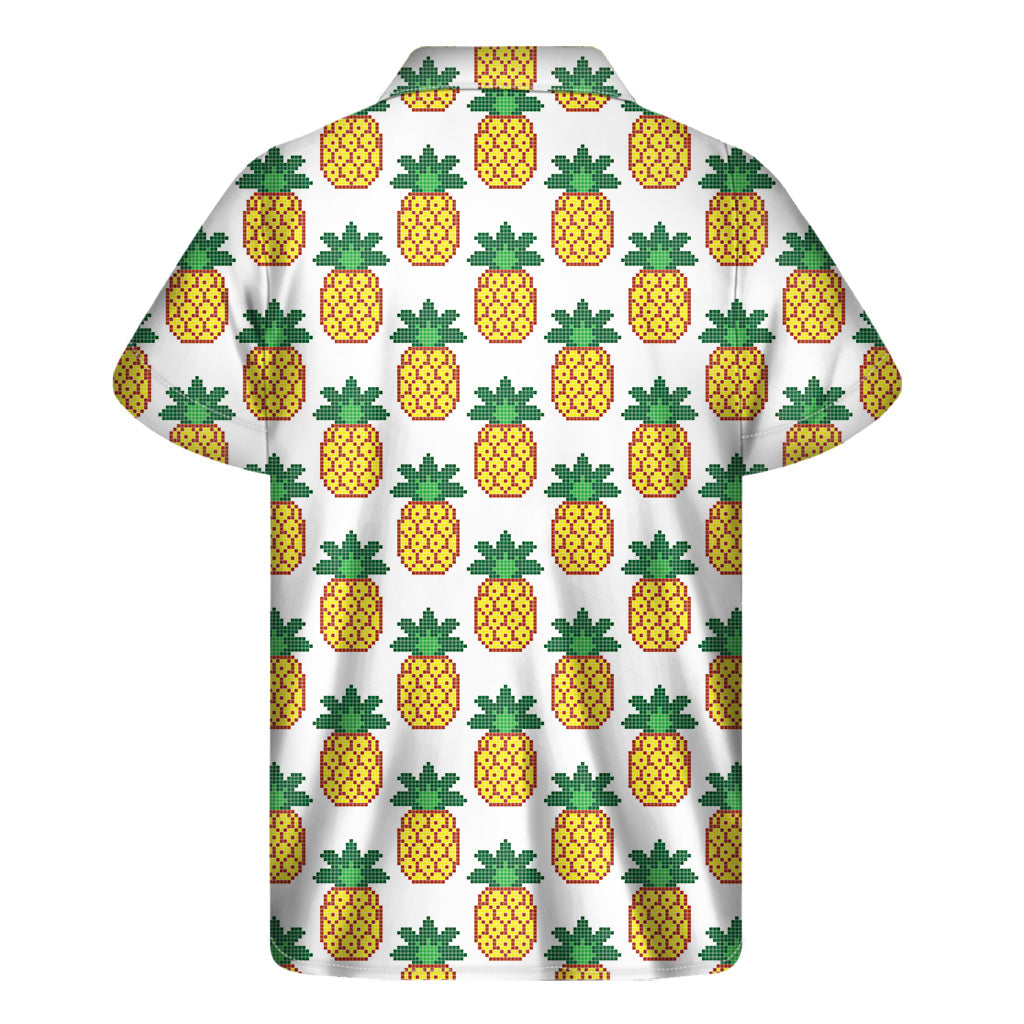 Pixel Pineapple Paradise: Men's Hawaiian Short Sleeve Shirt - 2