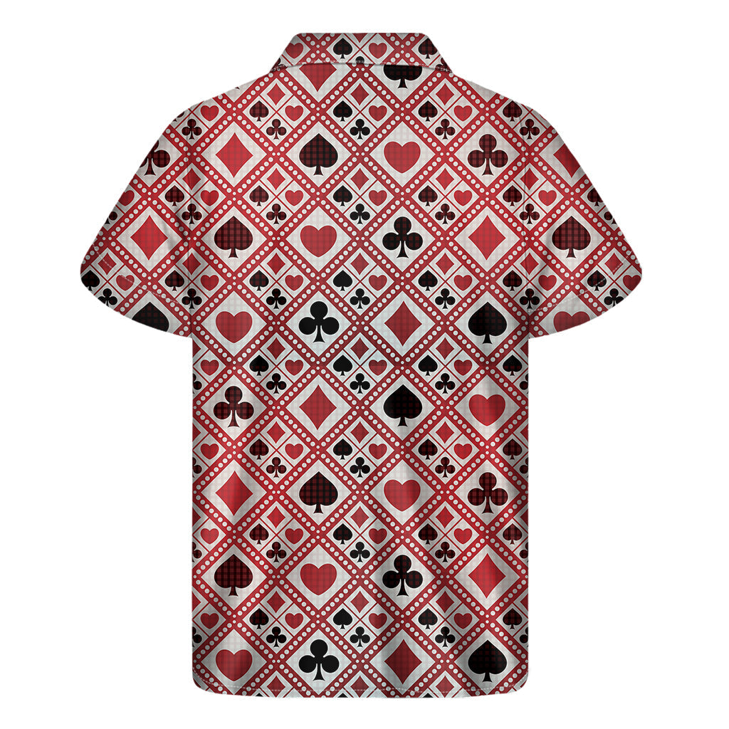 Island Style: Hawaiian Playing Card Suits Plaid Pattern Short Sleeve Shirt - 2