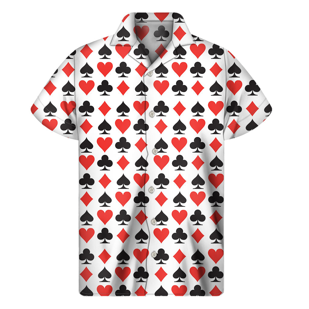 Island Ace: Hawaiian Style Short Sleeve Shirt with Playing Card Symbols - 1