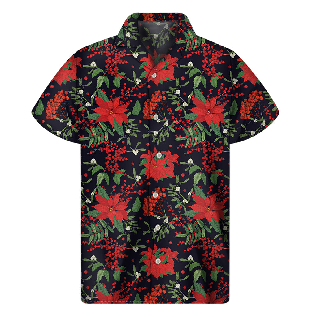 Poinsettia Paradise: Hawaiian Style Short Sleeve Shirt - 1