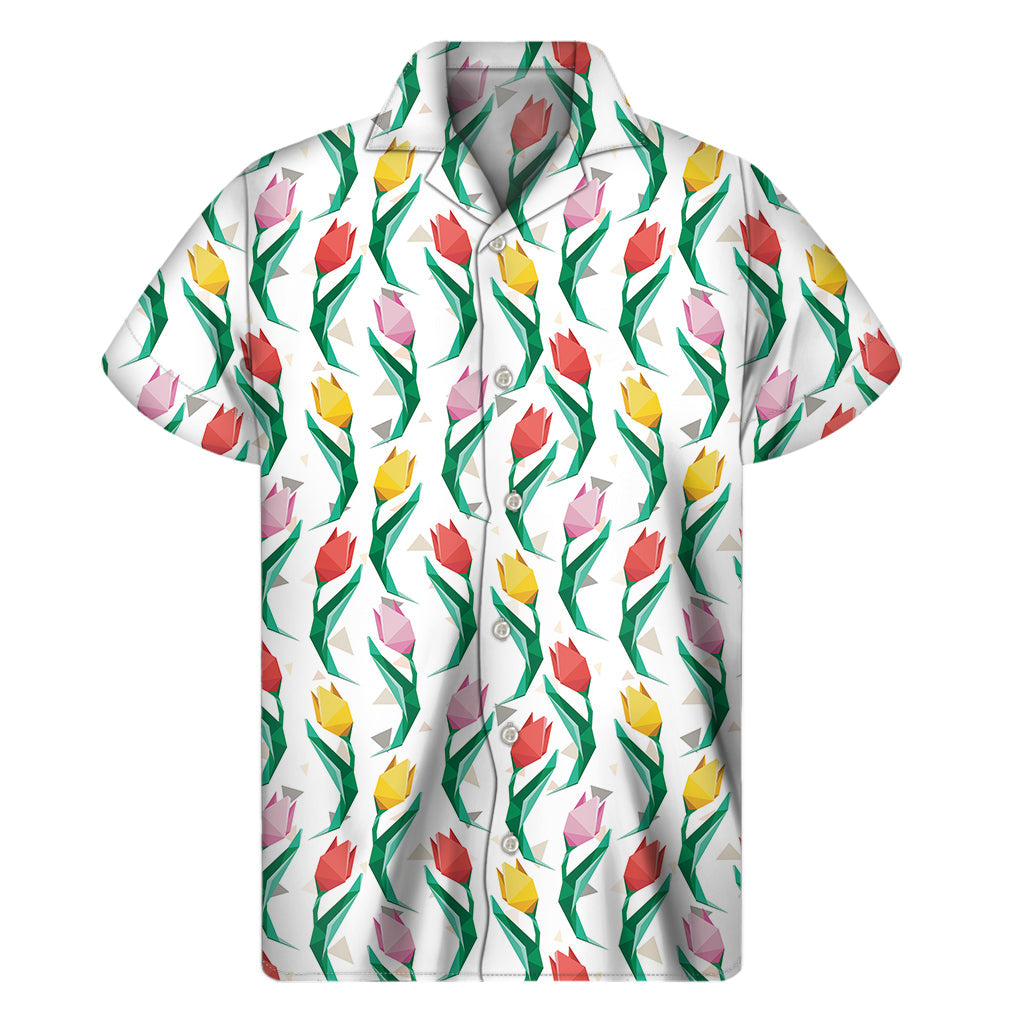 Tropical Vibes: Polygon Tulip Hawaiian Short Sleeve Shirt - 1