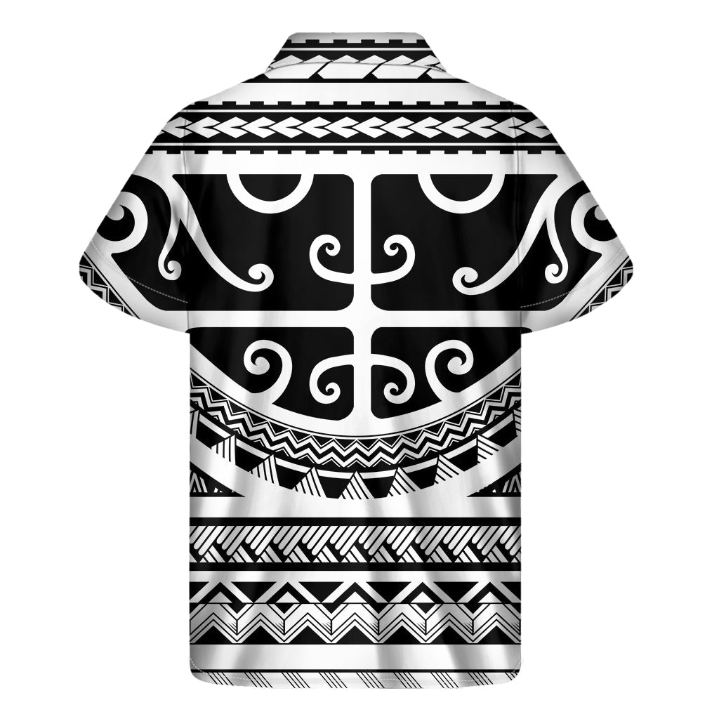 Polynesian Tribal Tattoo Print Hawaiian Short Sleeve Shirt - 2