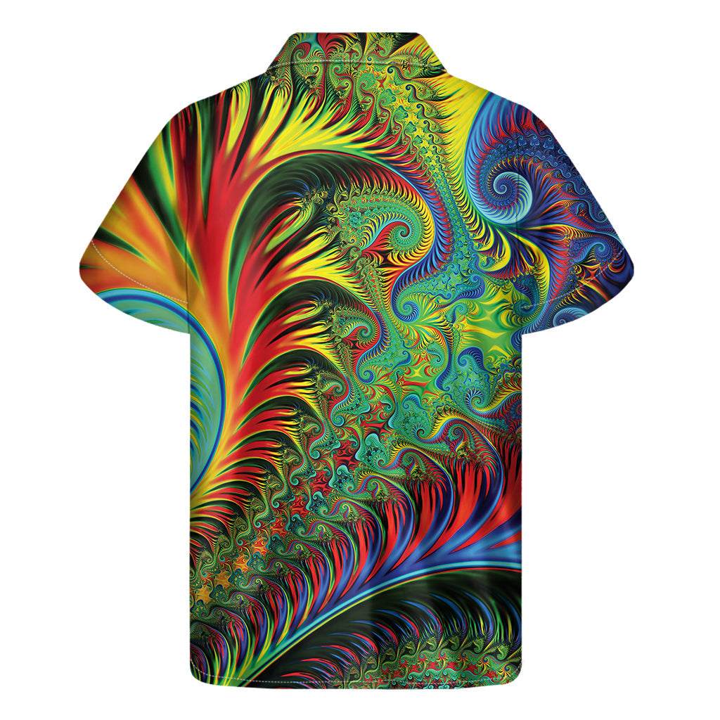 Psychedelic Fractal Print Hawaiian Short Sleeve Shirt - 2