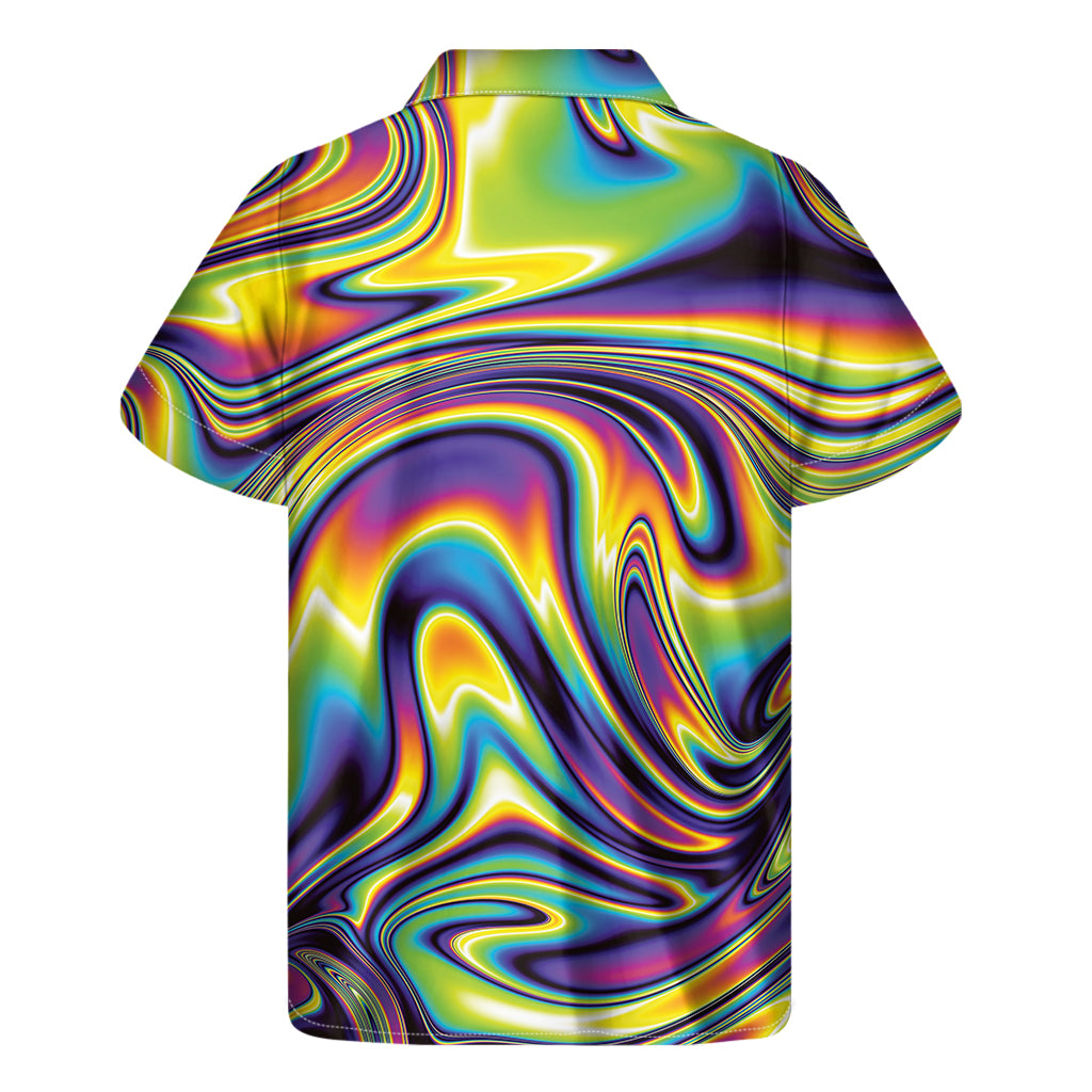 Psychedelic Gradient Hawaiian Print Short Sleeve Shirt - 2