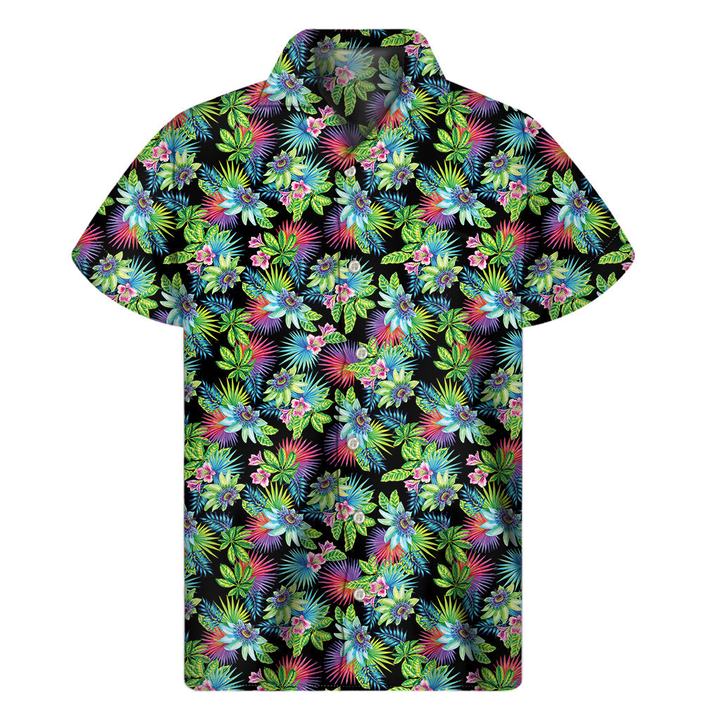 Psychedelic Hawaiian Flower Print Short Sleeve Shirt - Embrace the Aloha Spirit! - 1