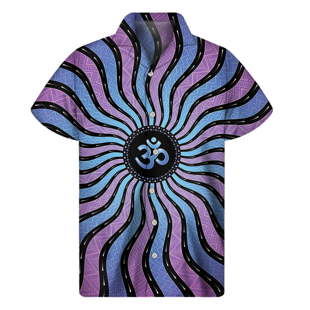 Psychedelic Om Print Hawaiian Short Sleeve Shirt - 1