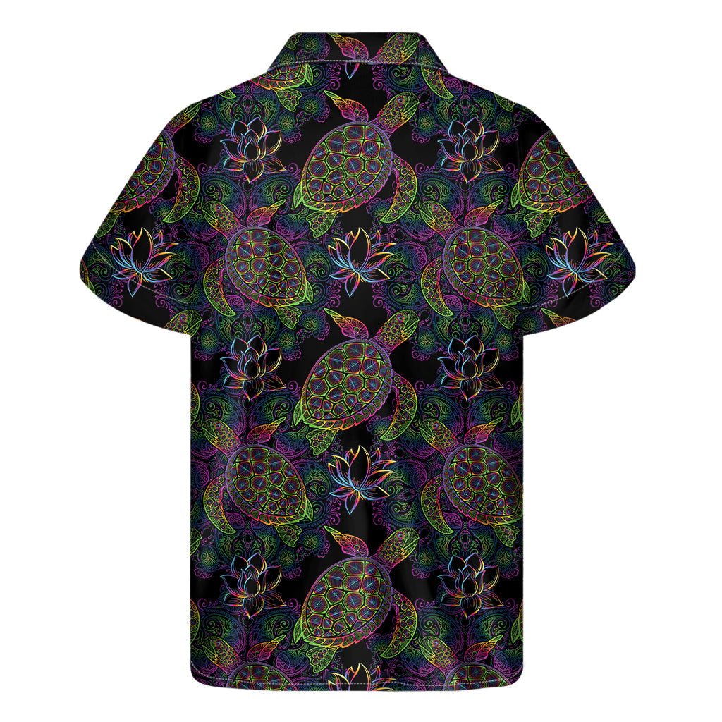 Psychedelic Sea Turtle Hawaiian Print Short Sleeve Shirt - 2