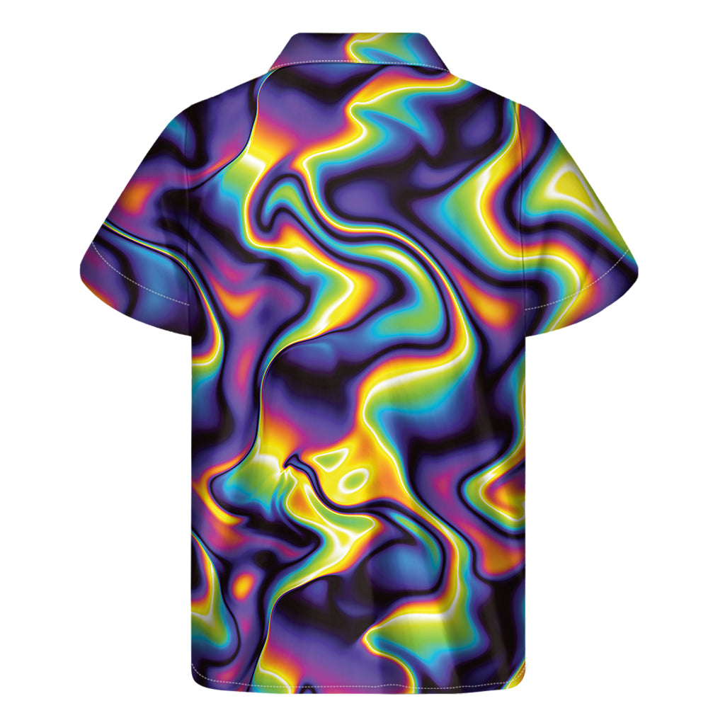 Psychedelic Wavy Print Hawaiian Short Sleeve Shirt for Men - 2
