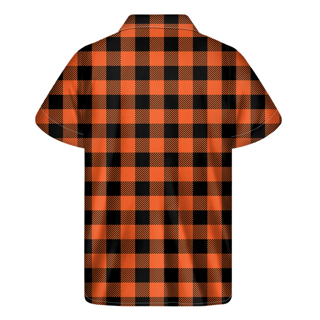 Island Style: Hawaiian Short Sleeve Shirt in Pumpkin Orange Buffalo Check Print - 2