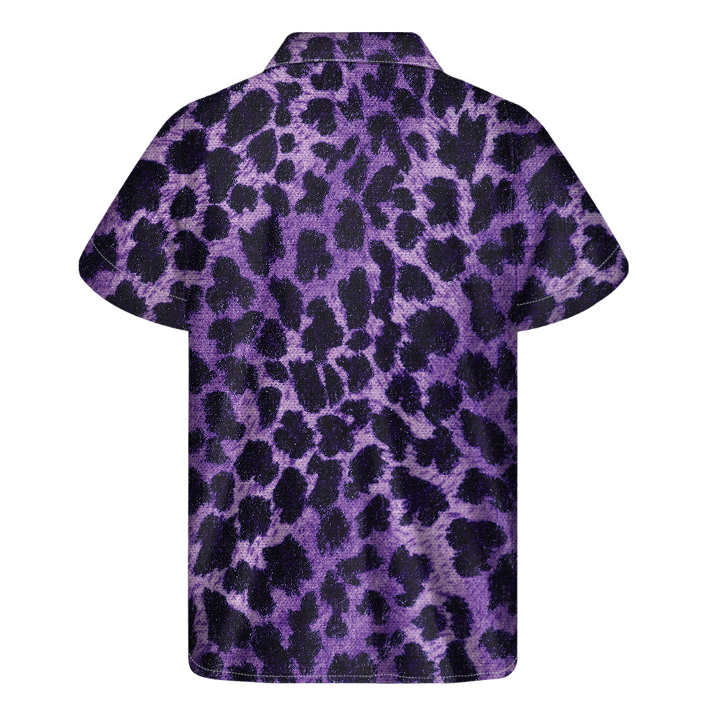 Wild Aloha: Purple and Black Cheetah Print Hawaiian Short Sleeve Shirt - 2