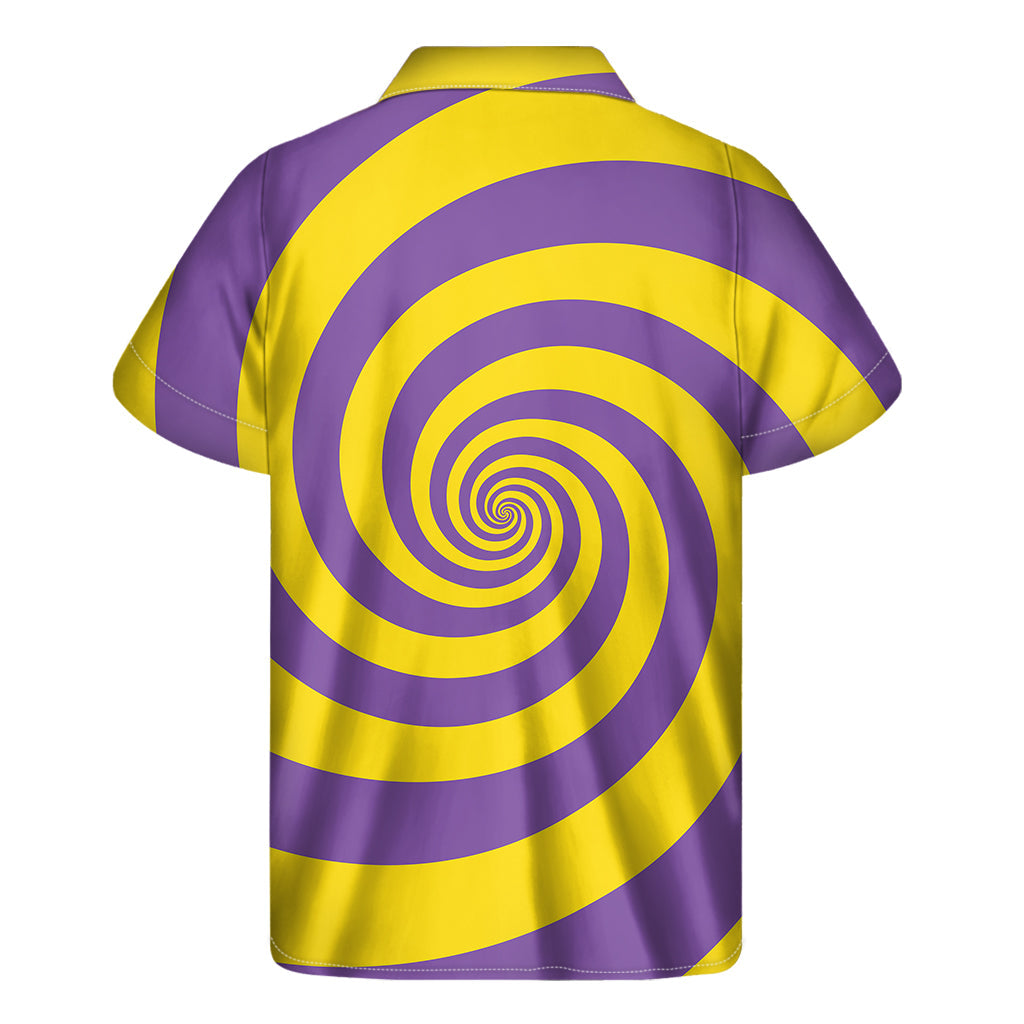 Purple and Yellow Spiral Illusion Hawaiian Shirt - 2